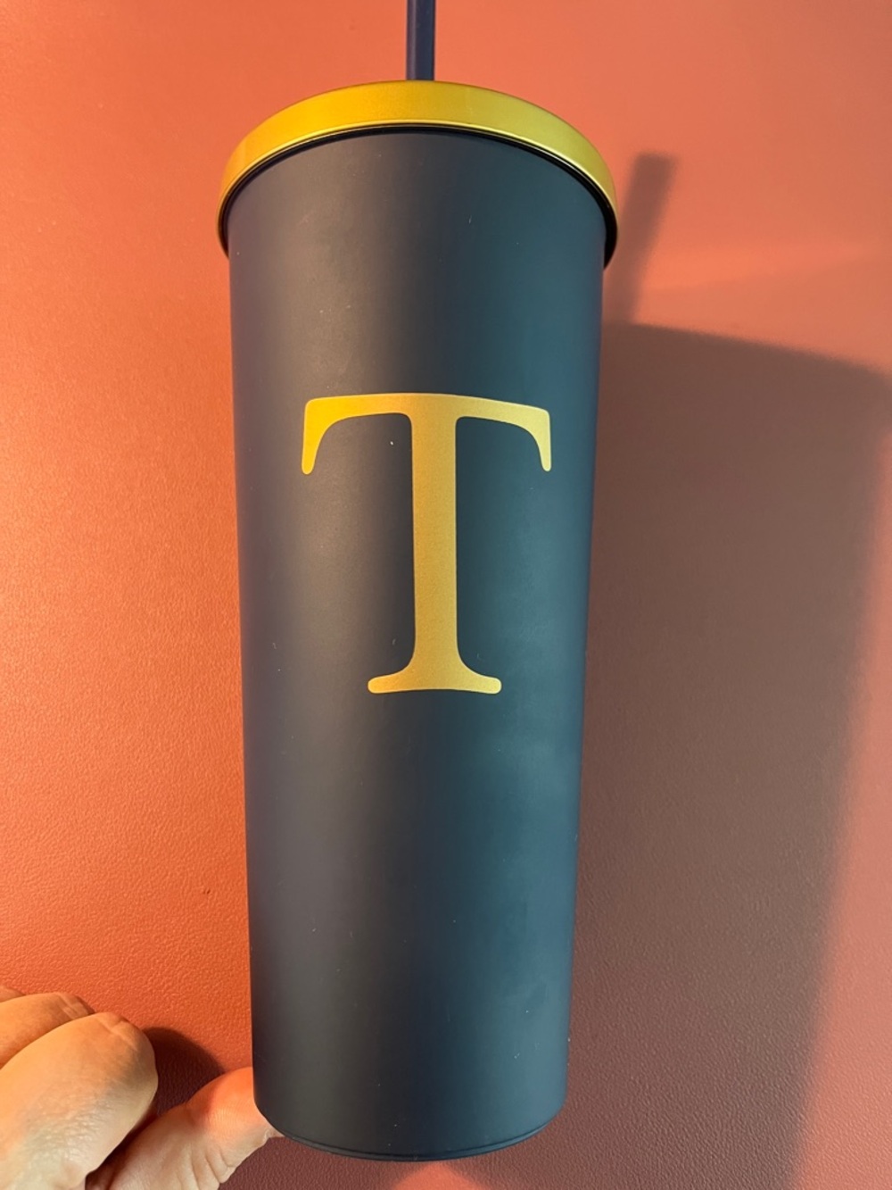 💁‍♀️💁‍♂️UNISEX Monogram 'T' Matte Blue & Yellow Tumbler